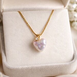 Baroque Heart Pearl Pendant Necklace, Gold Filled, Matching Earrings Available